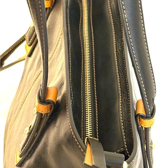 Vera Bradley Black and Brown Leather Tote - Picture 4 of 10